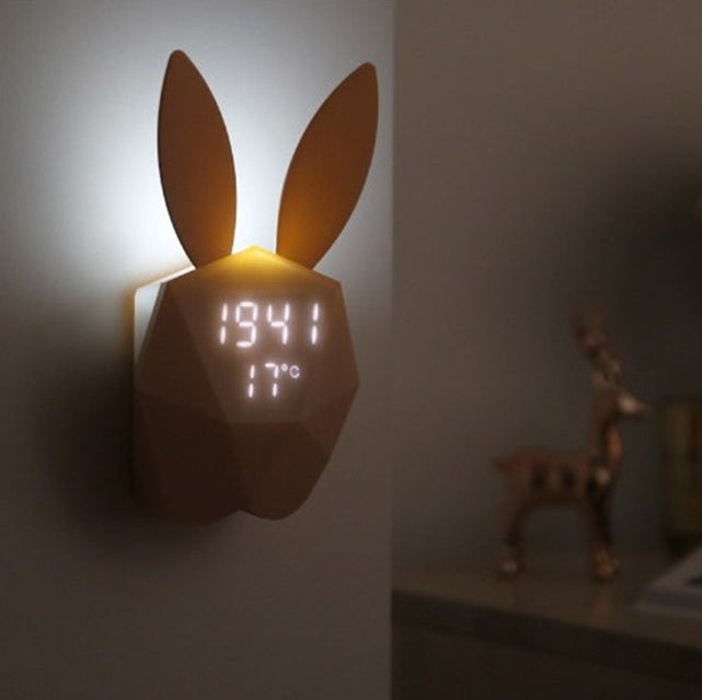 SAONGER Cute Rabbit Night Light Alarm Clock