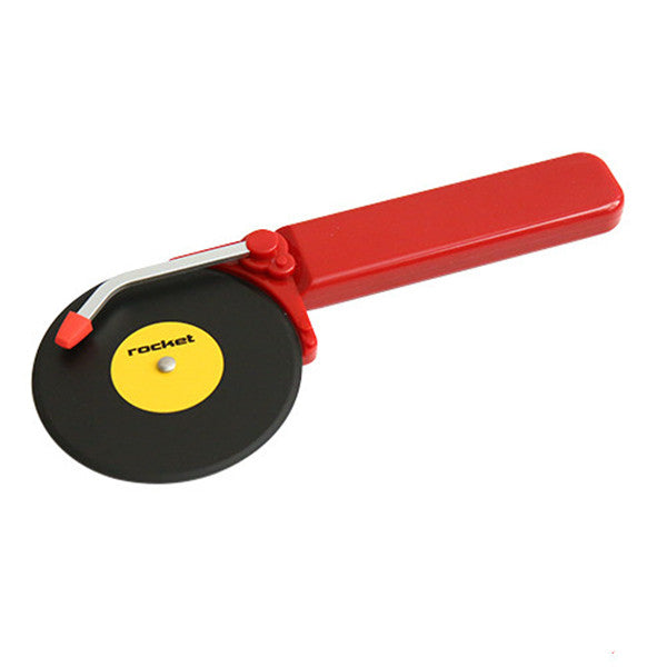 Rocket Design Top Spin Pizza Cutter Red