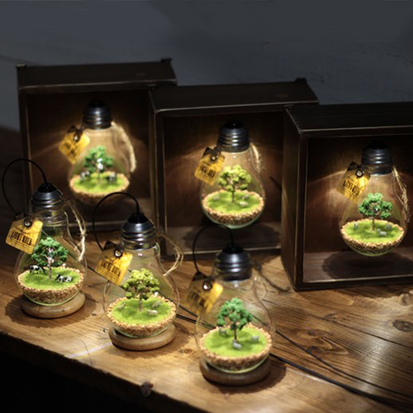 Handmade Artwork Natural Prairie Artificial Flowers LED Light BOX