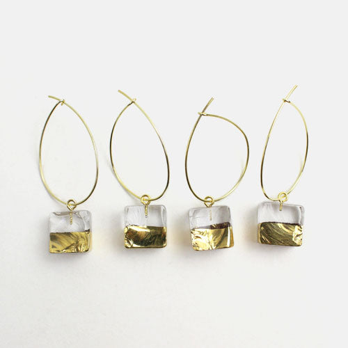 Sorte Glass Jewelry Handmade Glass Gold Mix Hoop Earring SGJ-011SQ
