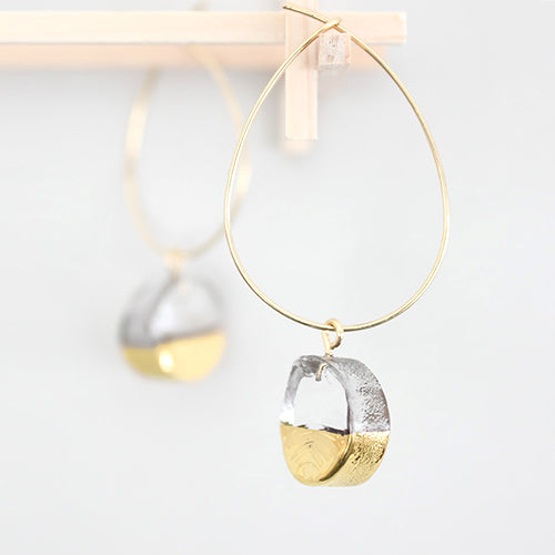 Sorte Glass Jewelry Handmade Glass Gold Mix Hoop Earring SGJ-011CI