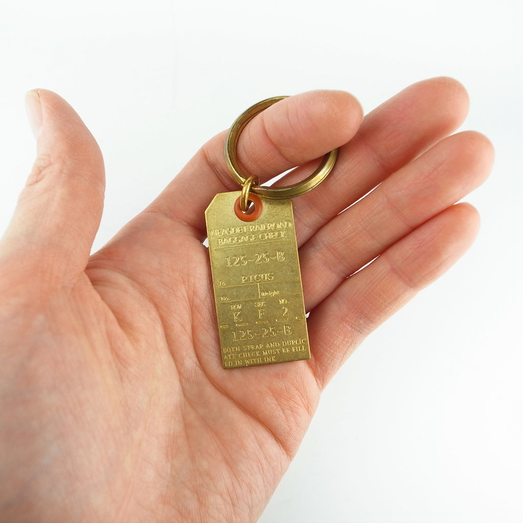 Brass Nostalgic Special Design Luggage Tag Key Ring Spotless