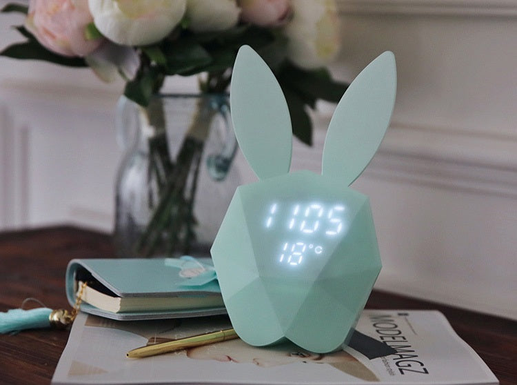 SAONGER Cute Rabbit Night Light Alarm Clock