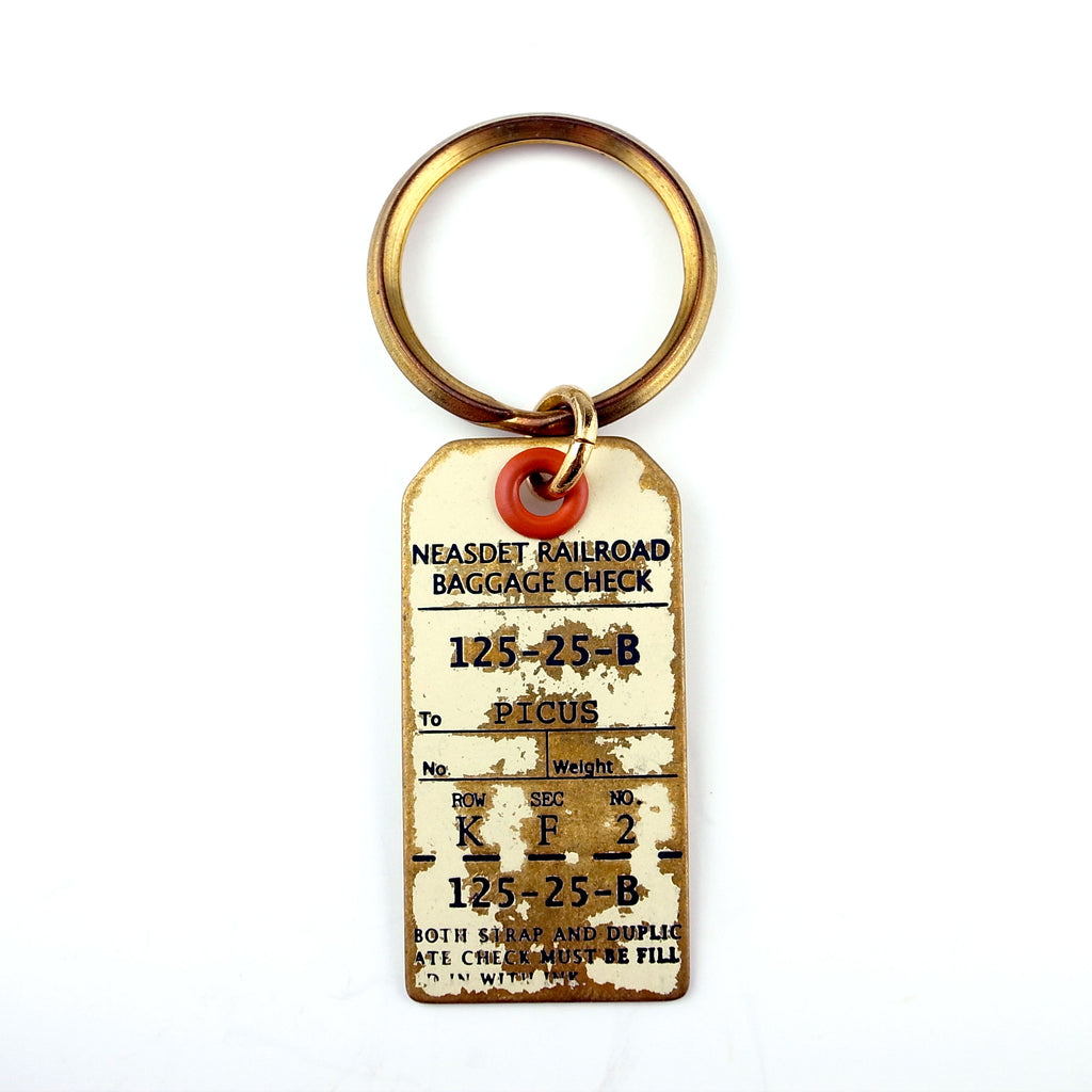 Brass Nostalgic Special Design Luggage Tag Key Ring Painted